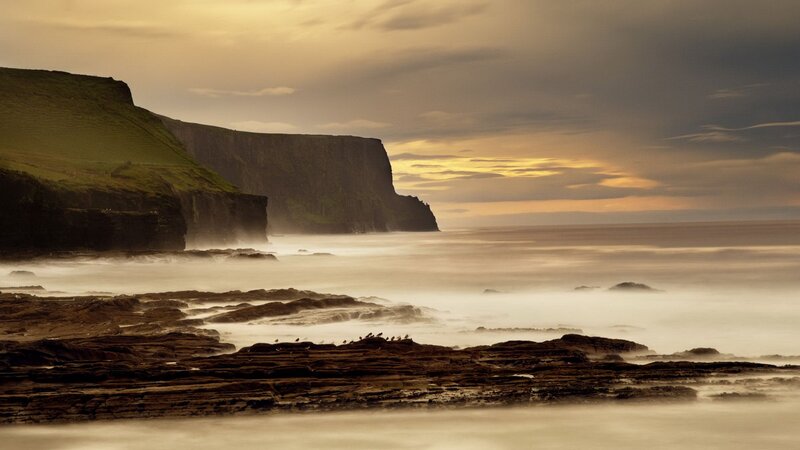 Cliffs at Sunset — Brown, Dramatic, Photograph