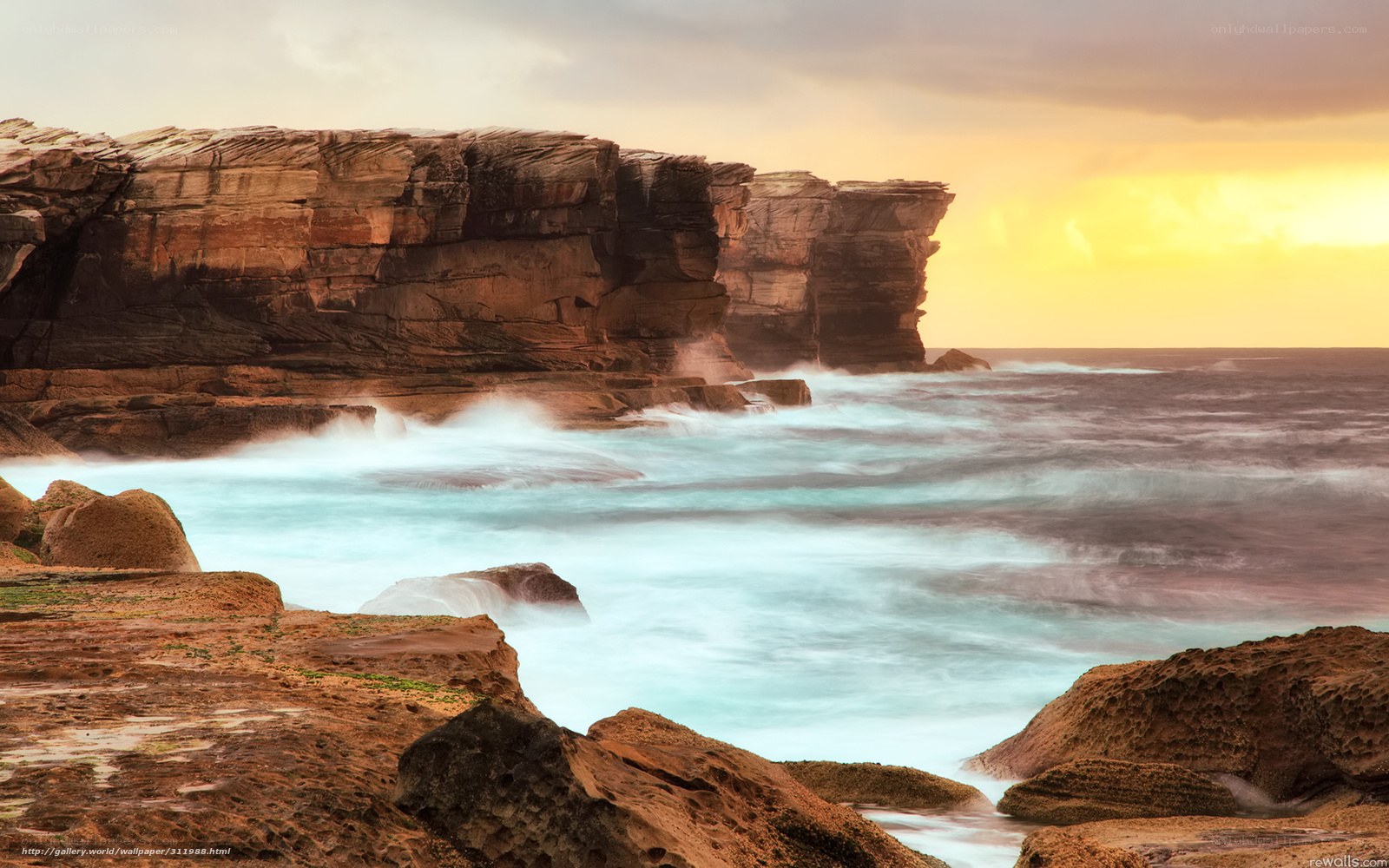 Cliffs at Sunset by the Sea