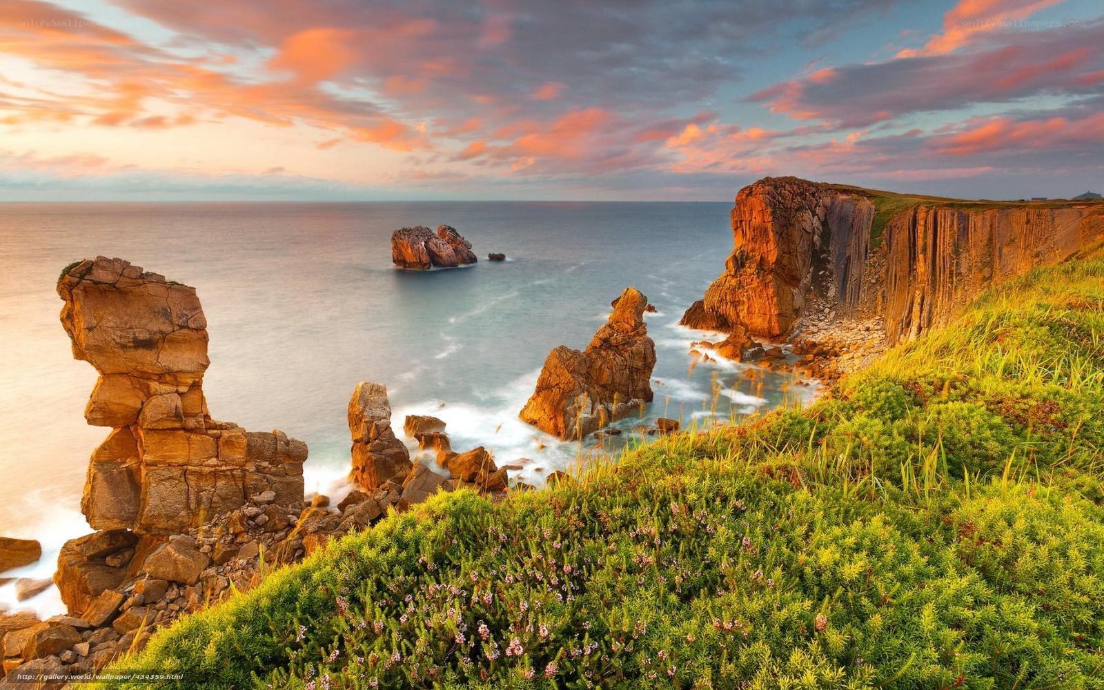 Cliffs at sunset by the sea