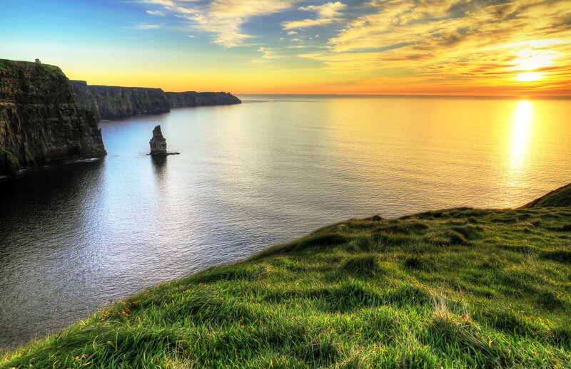 Cliffs at Sunset — Green