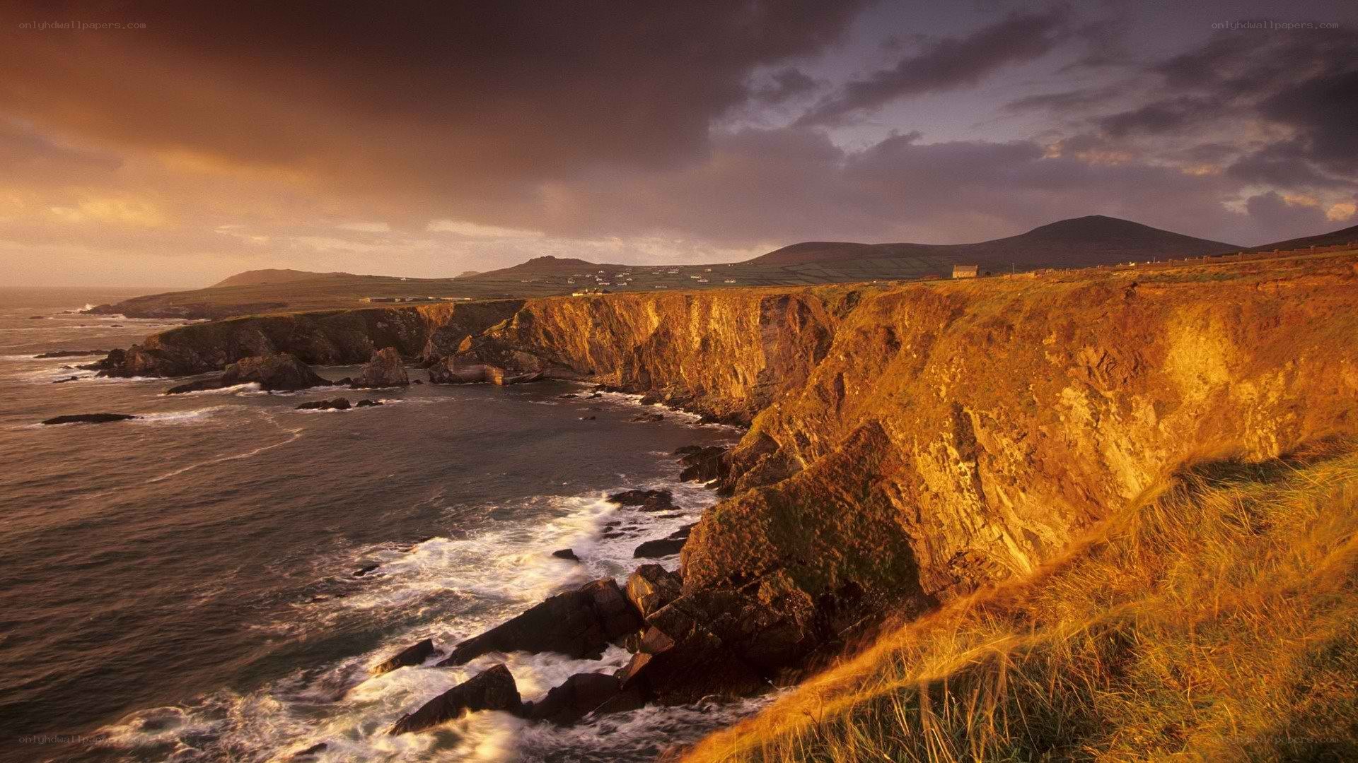 Cliffs at sunset in Ireland