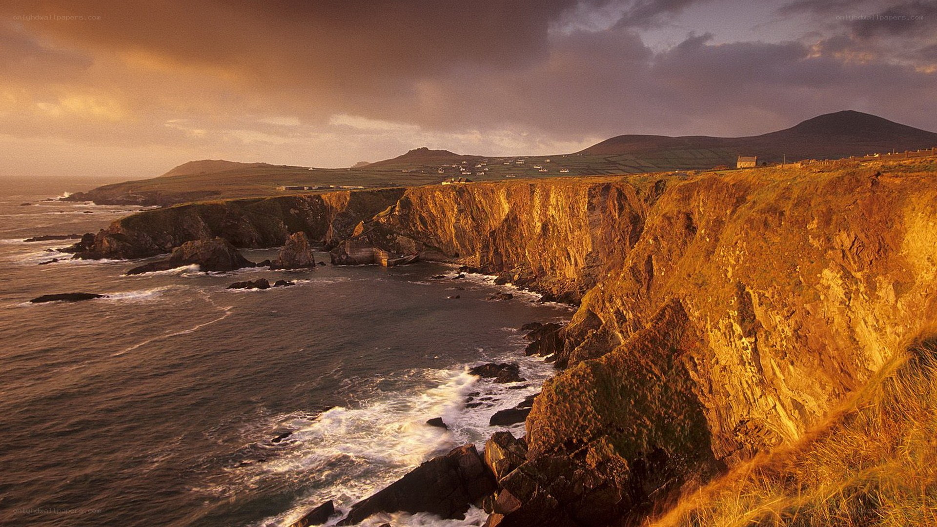 cliffs at sunset in ireland
