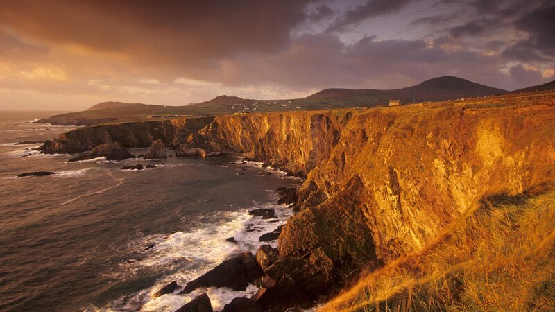 cliffs at sunset on the coast