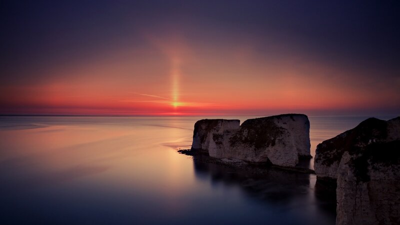 Cliffs at Sunset — Orange, Serene, Photograph