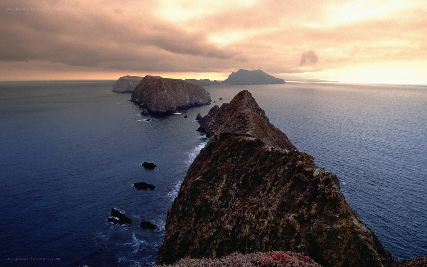 Cliffs at sunset over the sea