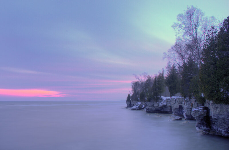 Cliffs at Sunset — Purple