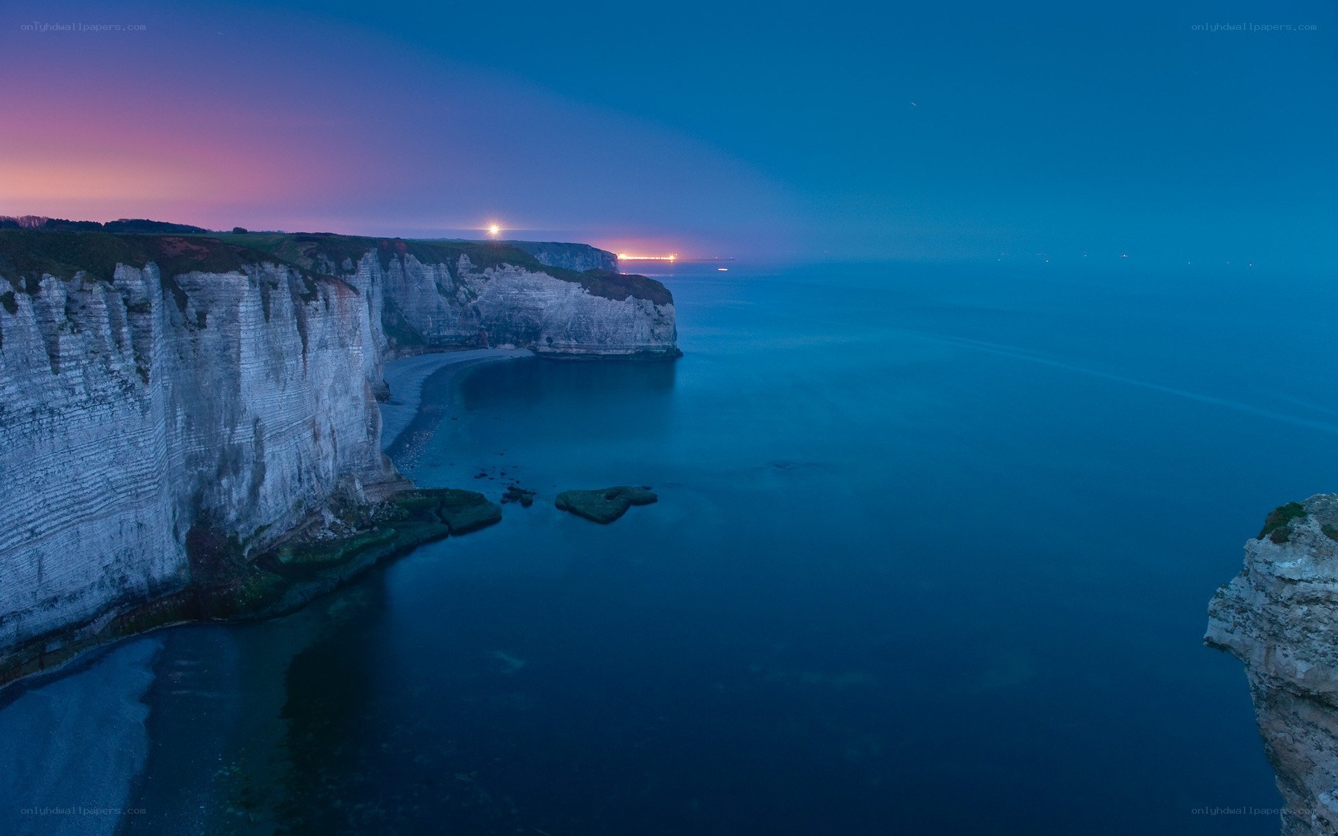 cliffs at twilight by the sea