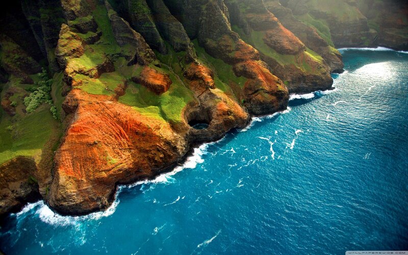 Cliffs by the Ocean — Blue, Dramatic, Afternoon, Photograph, Rocks