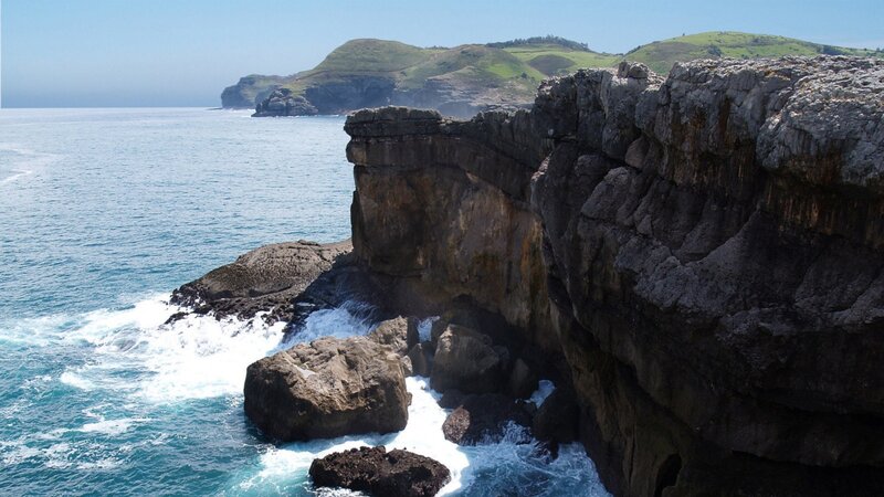 Cliffs by the Ocean — Blue, Dramatic, Afternoon, Photograph, Waves, Hills