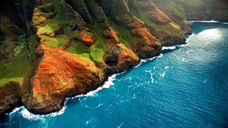 Cliffs by the Ocean — Blue, Dramatic, Afternoon, Photograph, Waves