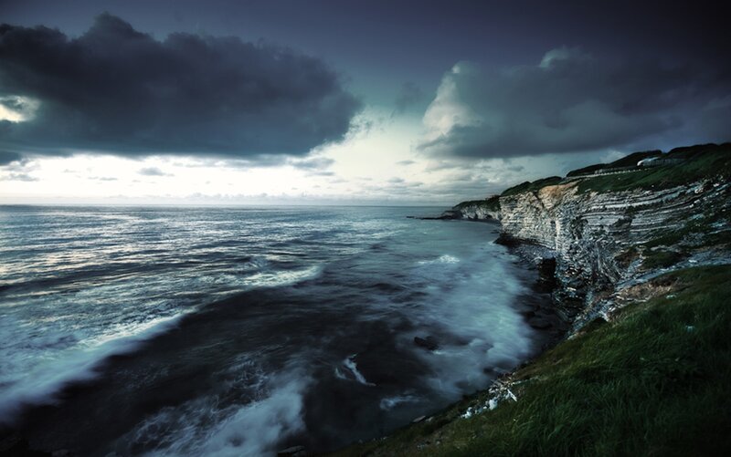 Cliffs by the Ocean — Blue, Dramatic, Night