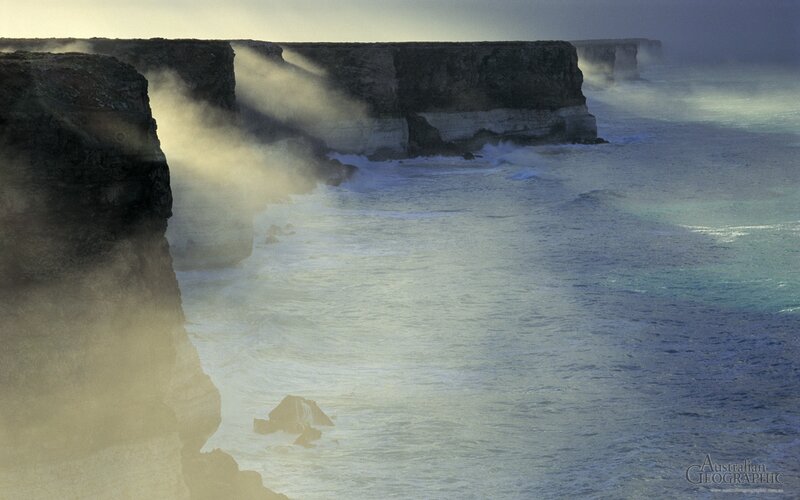 Cliffs by the Ocean — Blue, Dramatic, Sunset, Photograph