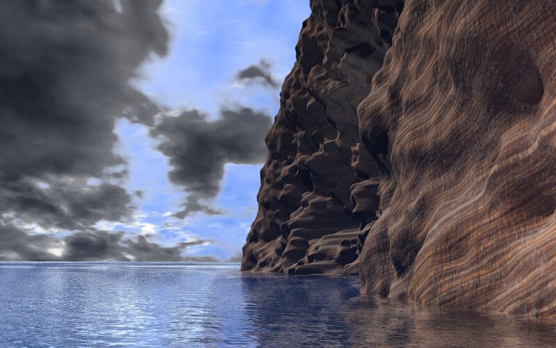 Cliffs by the Sea — Blue, Dramatic, Afternoon, 3d Render