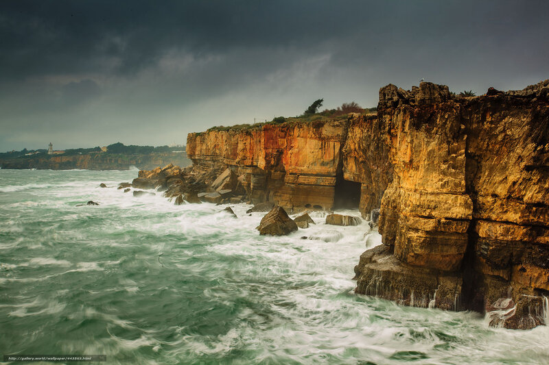 Cliffs by the stormy sea