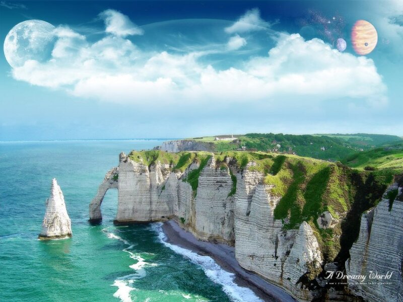 Cliffs of Etretat — Blue, Dreamy