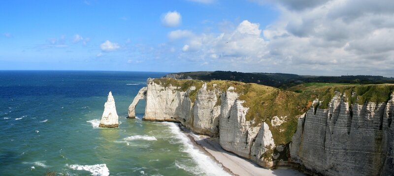 Cliffs of Etretat with natural arch
