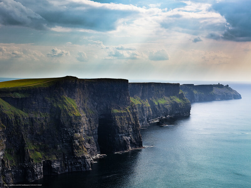 Cliffs of Moher — Blue, Dramatic, Afternoon, Photograph, Ocean, Clouds, Grass