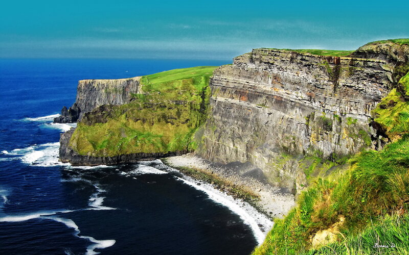 Cliffs of Moher — Blue, Dramatic, Afternoon, Photograph, Ocean, Grass, Sky