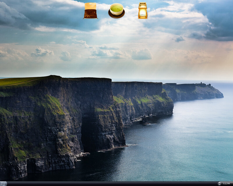 cliffs of moher with tea items