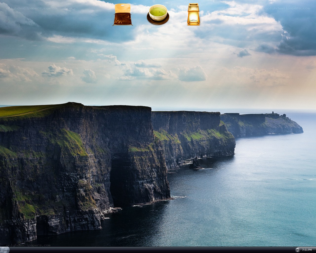 cliffs of moher with tea items