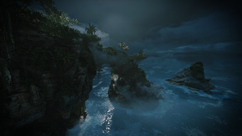 Cliffs over Ocean at Night