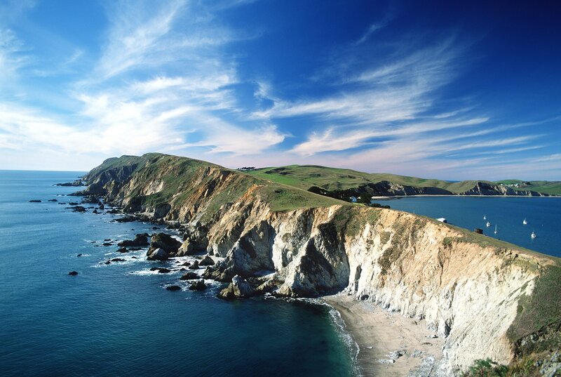 cliffs overlooking a coastal bay