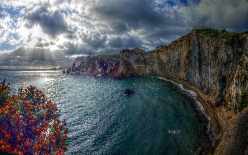 Cliffs overlooking a coastal bay