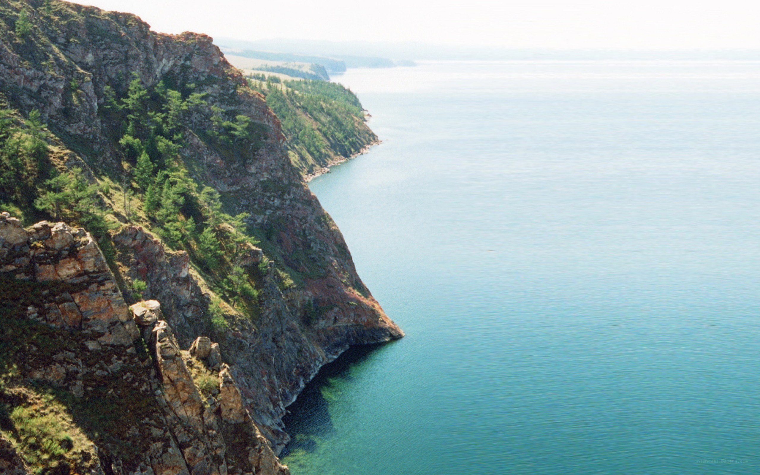 Cliffs overlooking a large lake