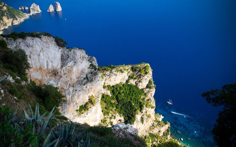 Cliffs Overlooking Blue Sea — Serene, Afternoon, Photograph