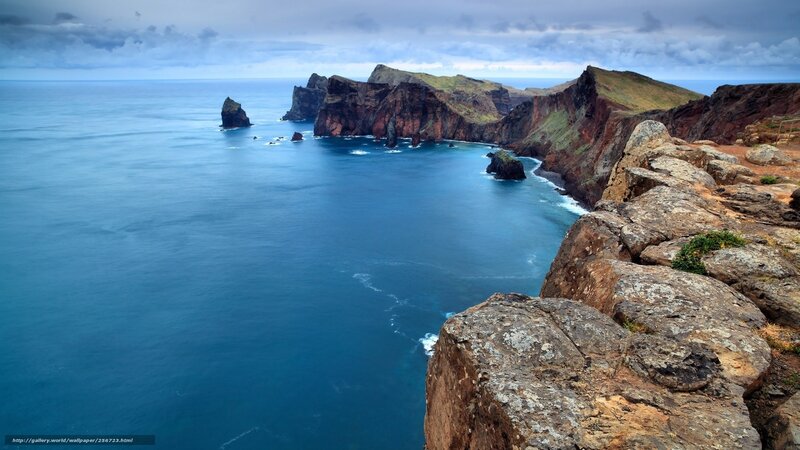 Cliffs Overlooking Ocean — Blue, Dramatic, Photograph, Rocks, Clouds