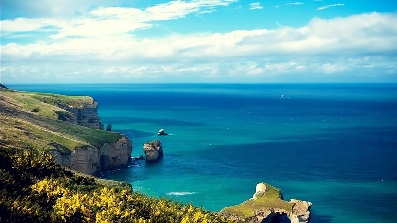 Cliffs Overlooking Ocean — Blue, Serene, Afternoon