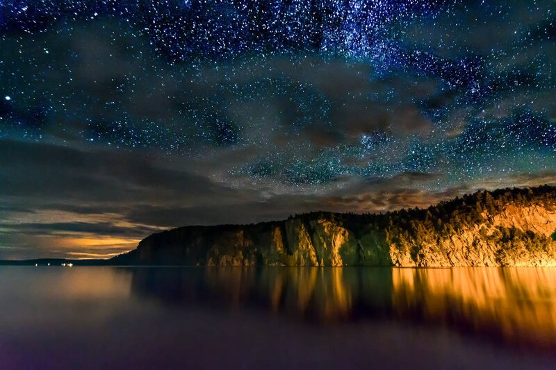 Cliffs under Starry Sky