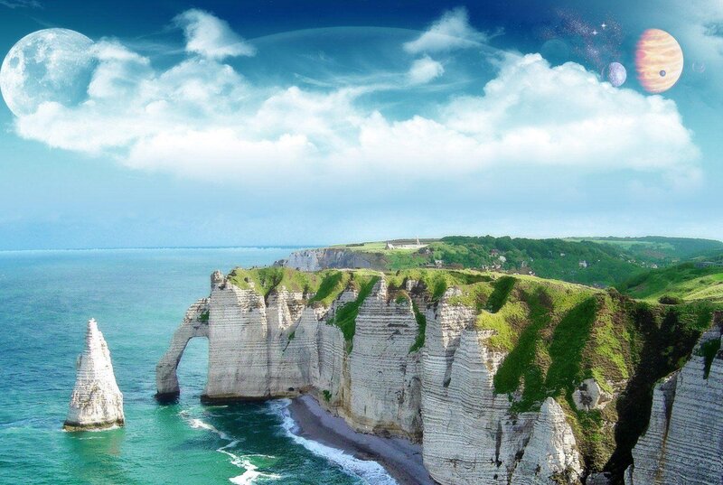 Cliffs with Sea Arch — Blue, Fantastical
