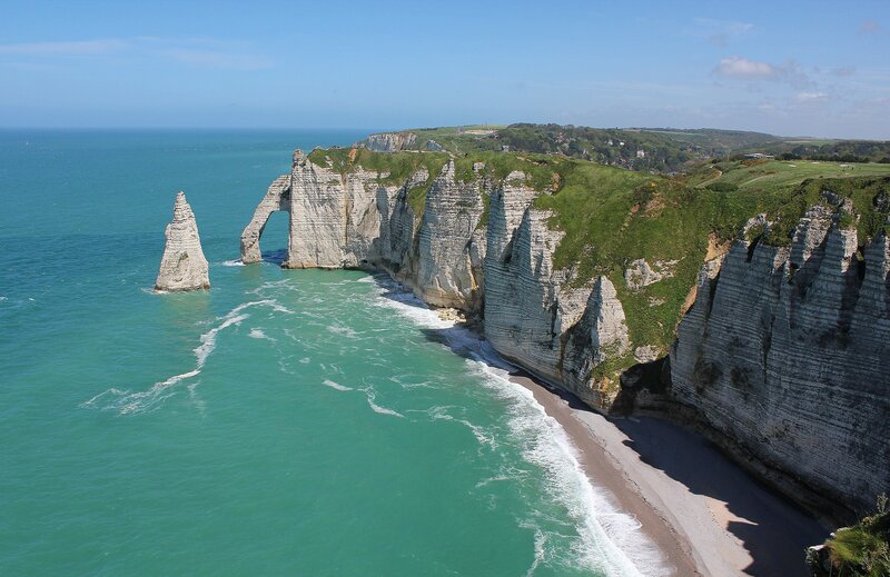 Cliffs with Sea Arch — Blue, Serene, Afternoon, Photograph