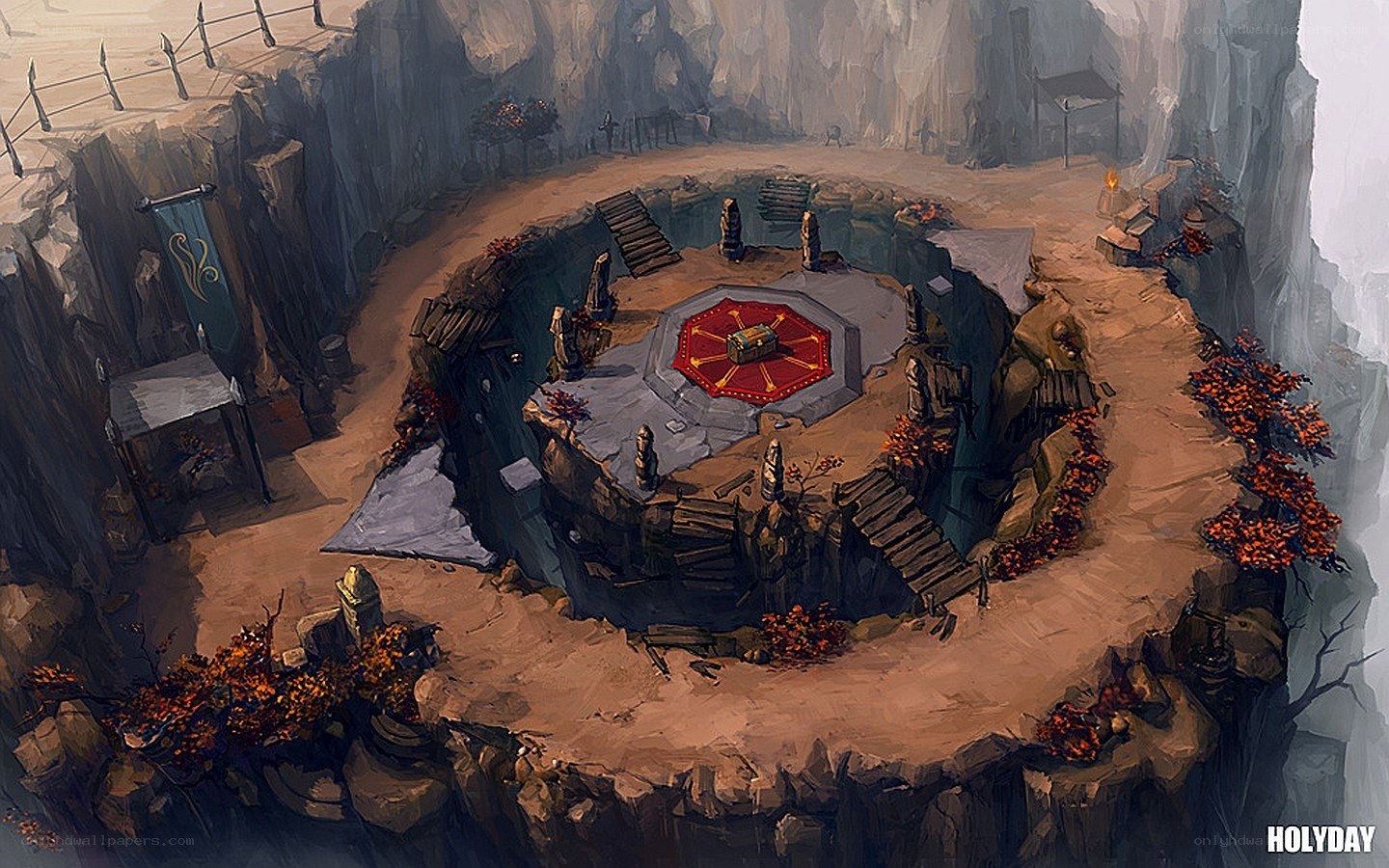 cliffside arena with treasure chest