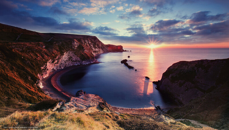 Cliffside Bay at Sunset — Blue