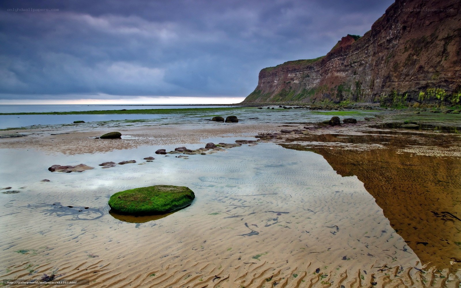 Cliffside beach at low tide