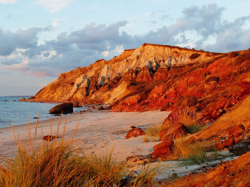 Cliffside beach at sunset