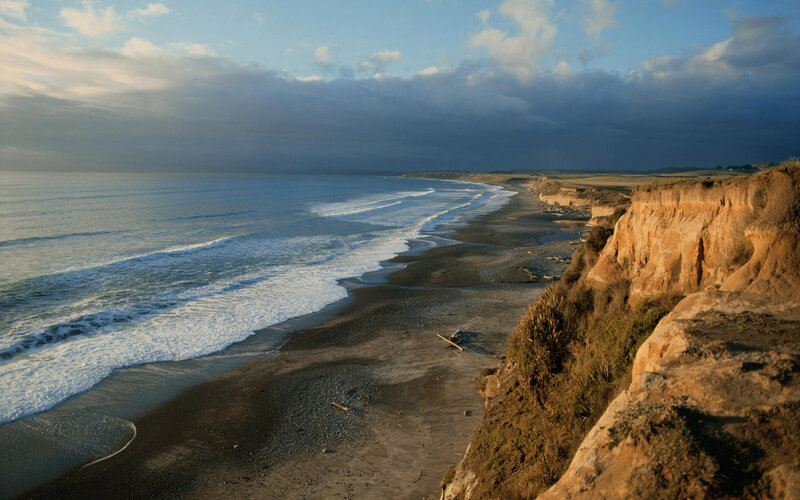 Cliffside Beach at Sunset — Blue, Dramatic