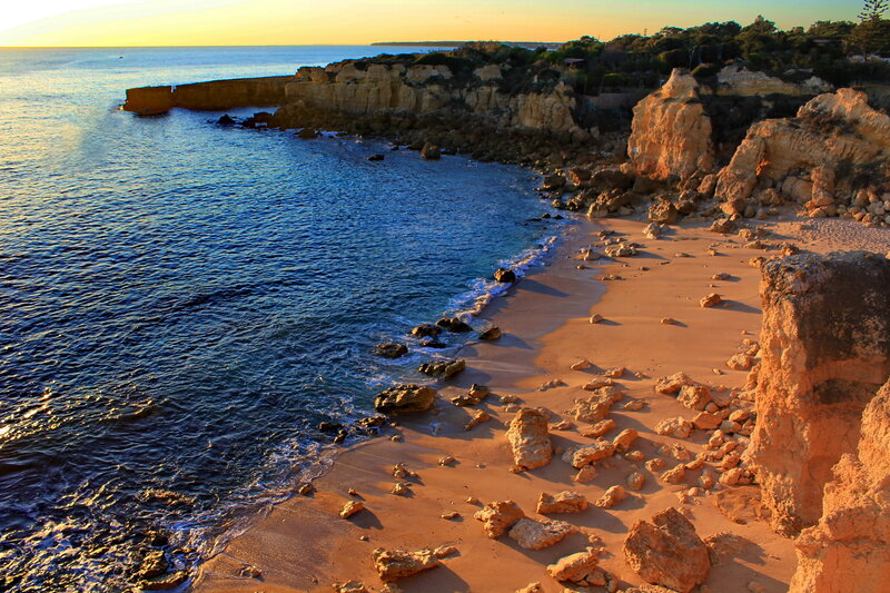 Cliffside Beach at Sunset — Blue