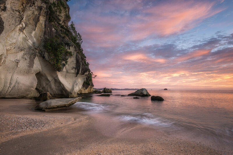Cliffside Beach at Sunset — Pink