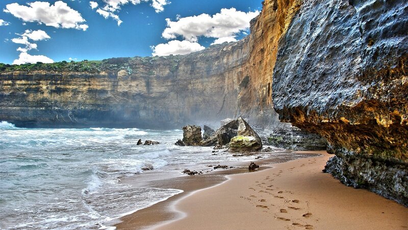 Cliffside Beach Cove — Blue, Dramatic, Afternoon