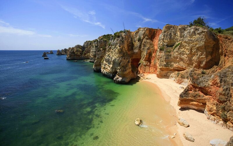 Cliffside Beach Cove — Blue, Serene, Afternoon