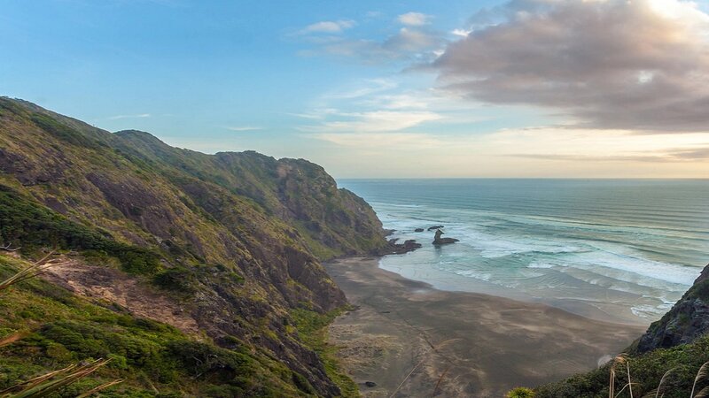 Cliffside Beach Cove — Blue, Serene, Sunset