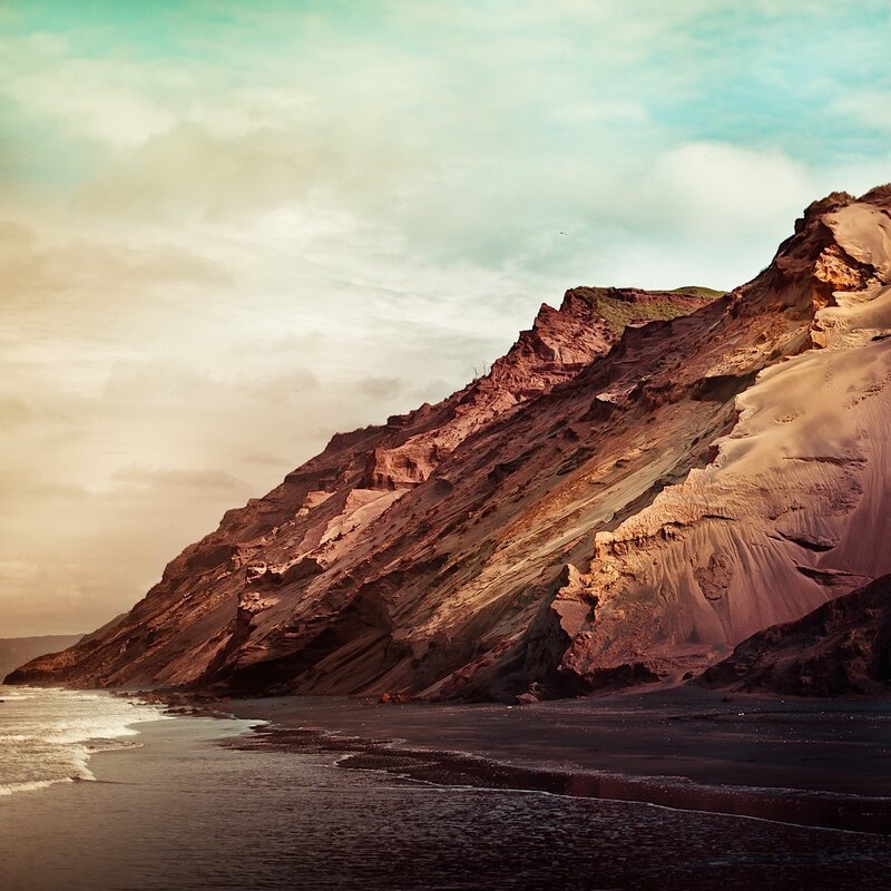 Cliffside Beach Landscape — Brown, Dramatic