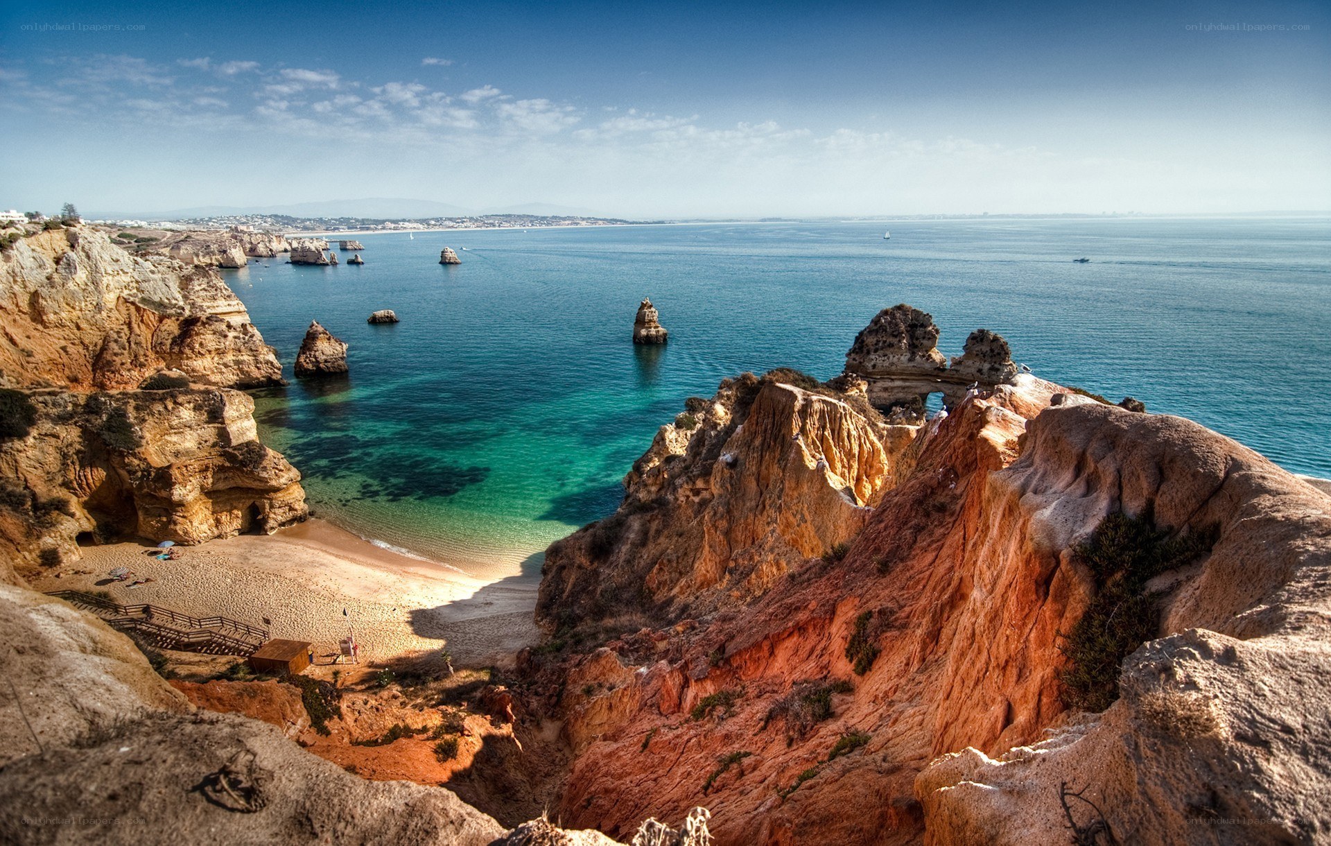cliffside beach with rock formations