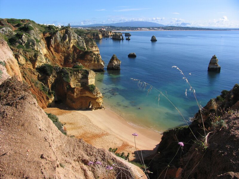 cliffside beach with sea stacks