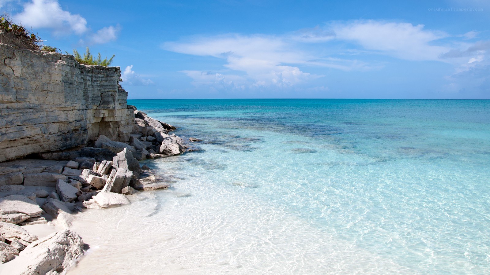 Cliffside beach with turquoise water