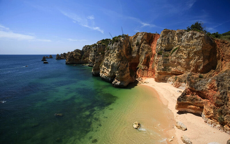 cliffside beach with turquoise water