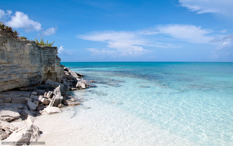 Cliffside Beach with Turquoise Water — Blue, Serene, Afternoon, Photograph